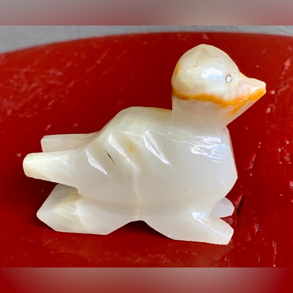 Vintage Hand Carved Artisan Onyx Marble Stone Duck Bird Figurine Statuette - Picture 2 of 16